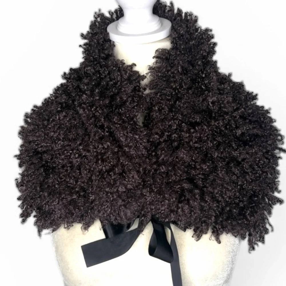 Steve Mac New York Curly Collar Shawl Eggplant OS